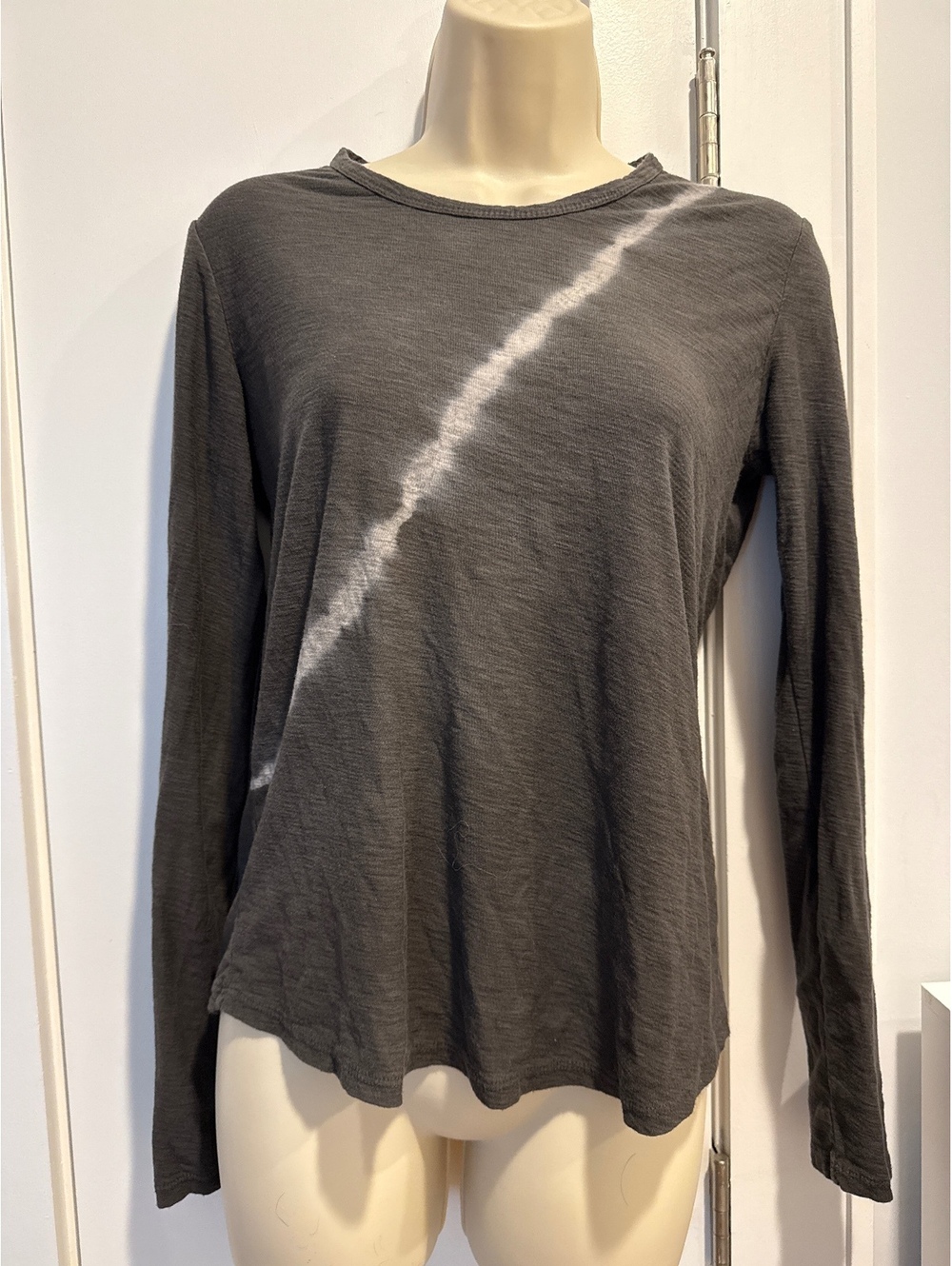 James Perse Long Sleeve Black and Gray Tie-Dye T-Shirt